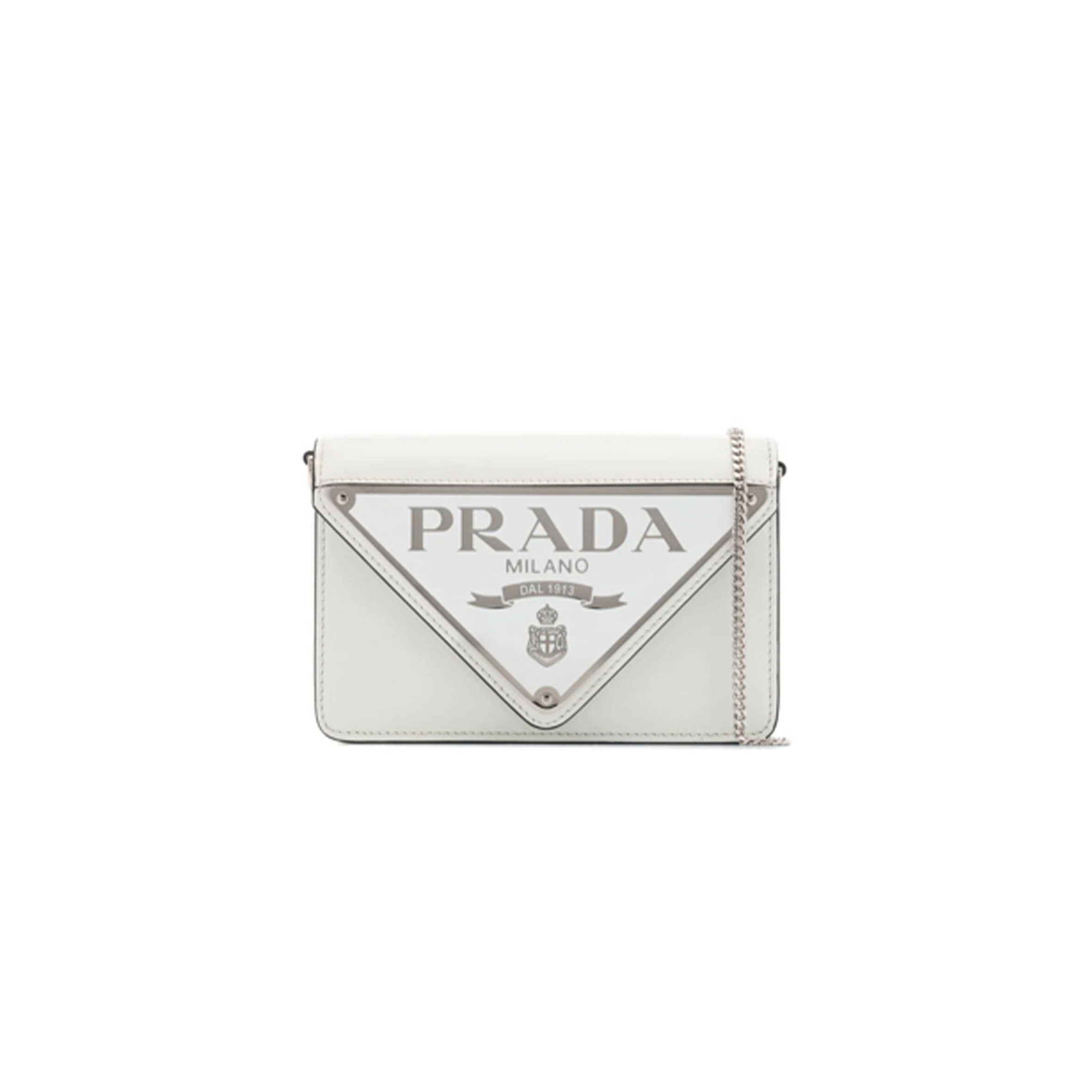 PRADA MINI BORSE FLAP SHOULDER BAG IN WHITE 1BH189 (17*9.5*3.5cm) 